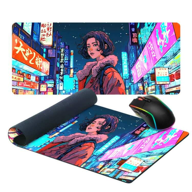 Mouse Pad Gigante 70x30cm Anime Desenho de Garota no Japo