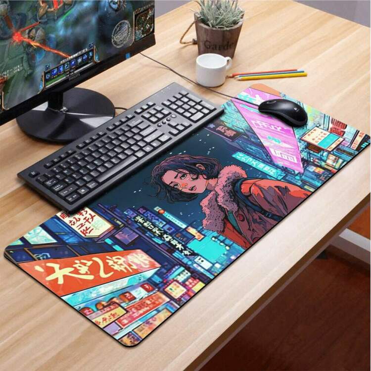 Mouse Pad Gigante 70x30cm Anime Desenho de Garota no Japo