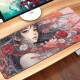 Mouse Pad Gigante 70x30cm Anime Desenho de Garota com Flores