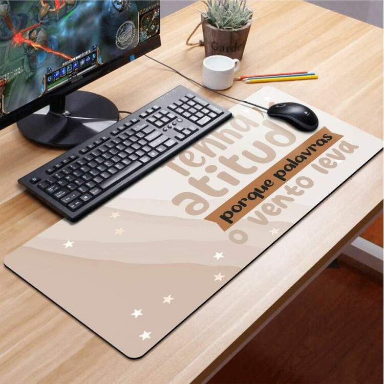 Mouse Pad Gigante 70x30cm Frase Tenha Atitudes