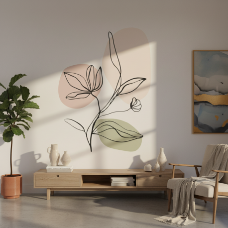 Adesivo de Parede Flor Contempornea Moderna Rose Boho