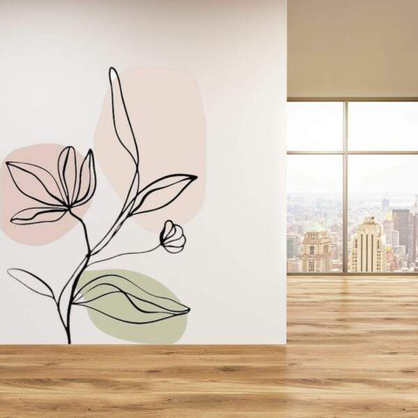Adesivo de Parede Flor Contempornea Moderna Rose Boho