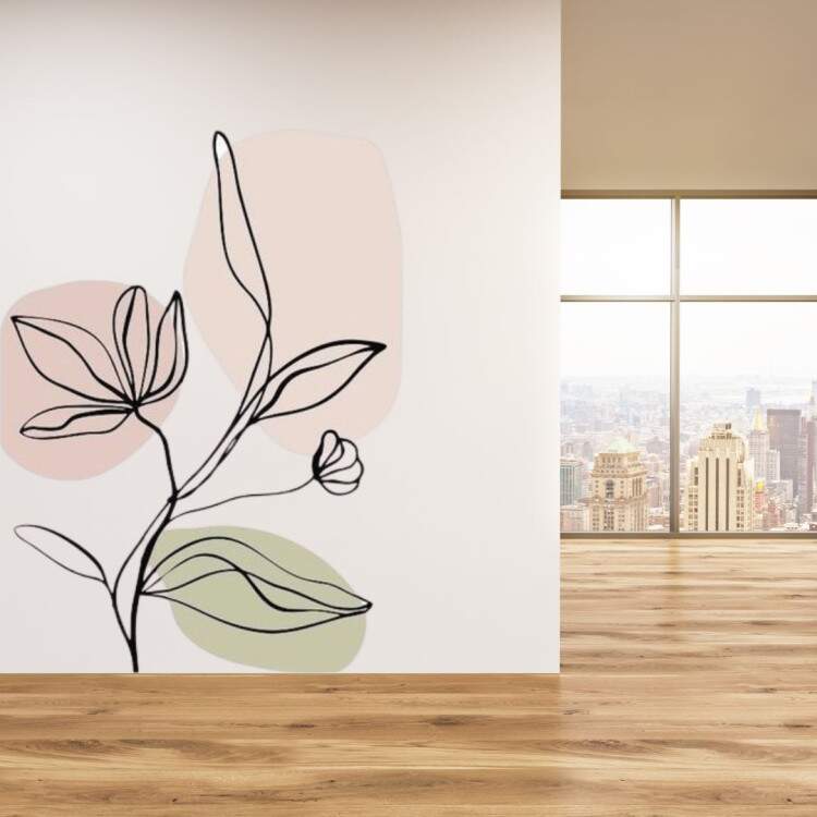 Adesivo de Parede Flor Contempornea Moderna Rose Boho