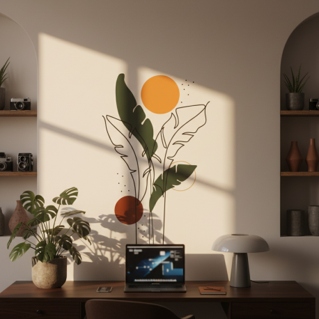 Adesivo de Parede Folhagem Moderna Contempornea Boho