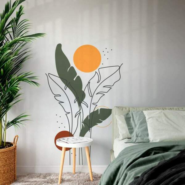 Adesivo de Parede Folhagem Moderna Contempornea Boho