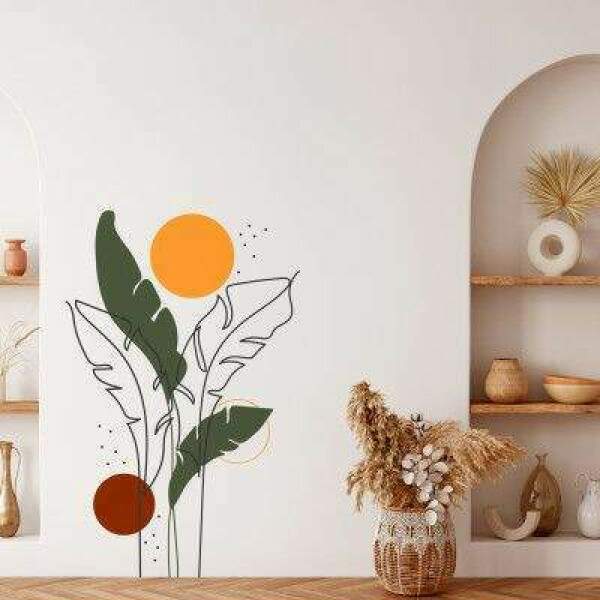 Adesivo de Parede Folhagem Moderna Contempornea Boho