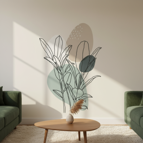 Adesivo Decorativo de Parede Contemporneo Ramos Pastis Minimalista Boho