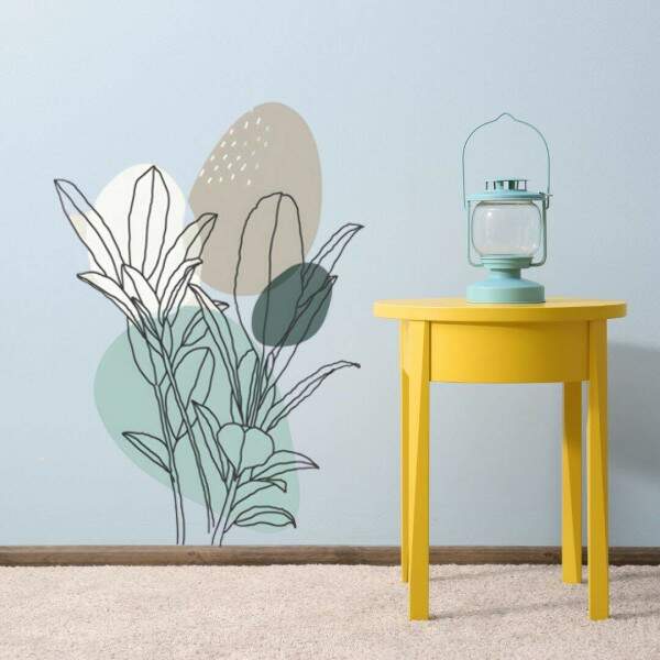 Adesivo Decorativo de Parede Contemporneo Ramos Pastis Minimalista Boho
