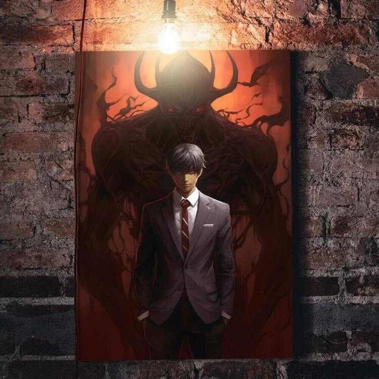 Quadro Decorativo F Arte Sombra de Monstro Inspirado em Ryuk e Light