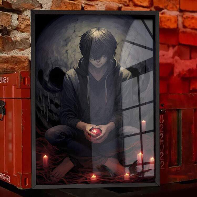 Quadro Decorativo F Arte Velas Inspirado em Ryuk e Light