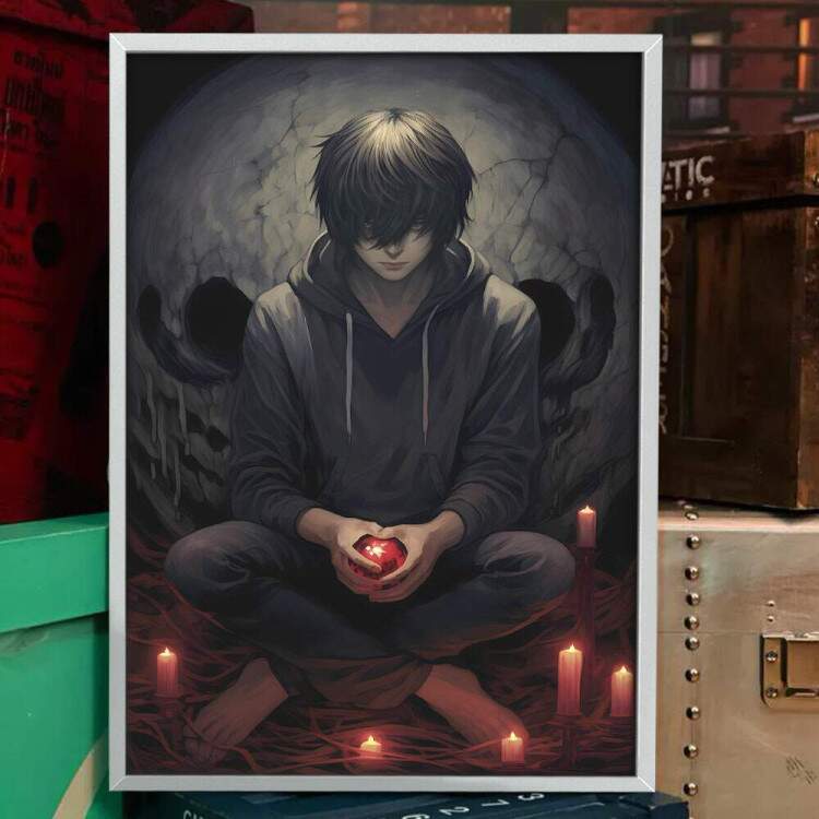 Quadro Decorativo F Arte Velas Inspirado em Ryuk e Light