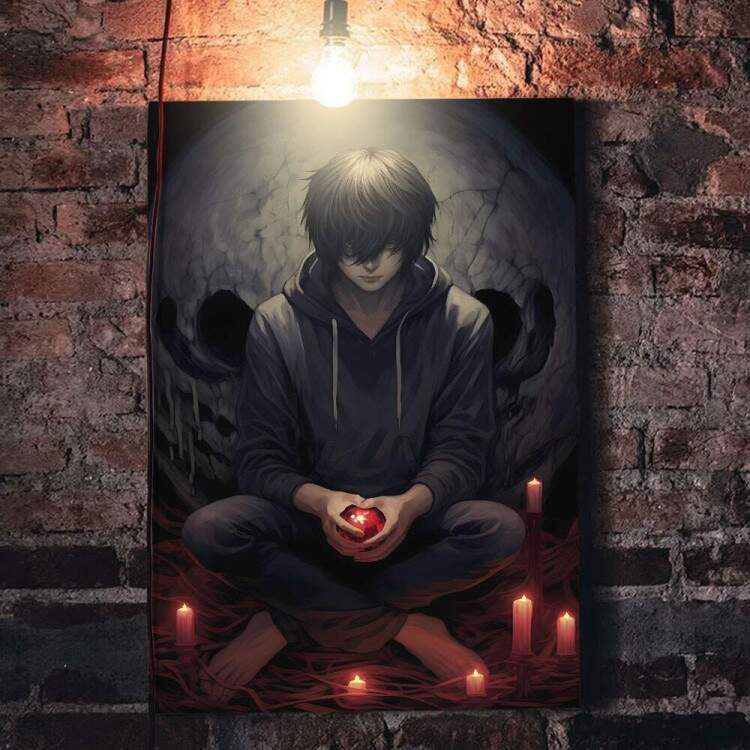 Quadro Decorativo F Arte Velas Inspirado em Ryuk e Light