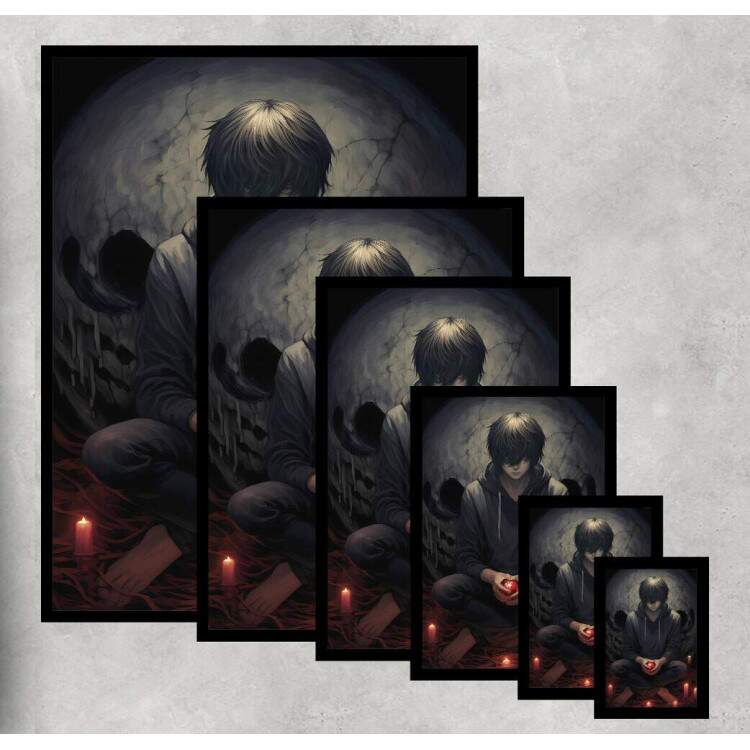 Quadro Decorativo F Arte Velas Inspirado em Ryuk e Light