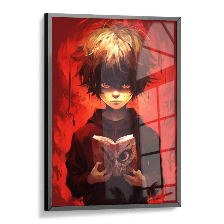 Quadro Decorativo F Arte Fundo Vermelho Inspirado em Ryuk e Light