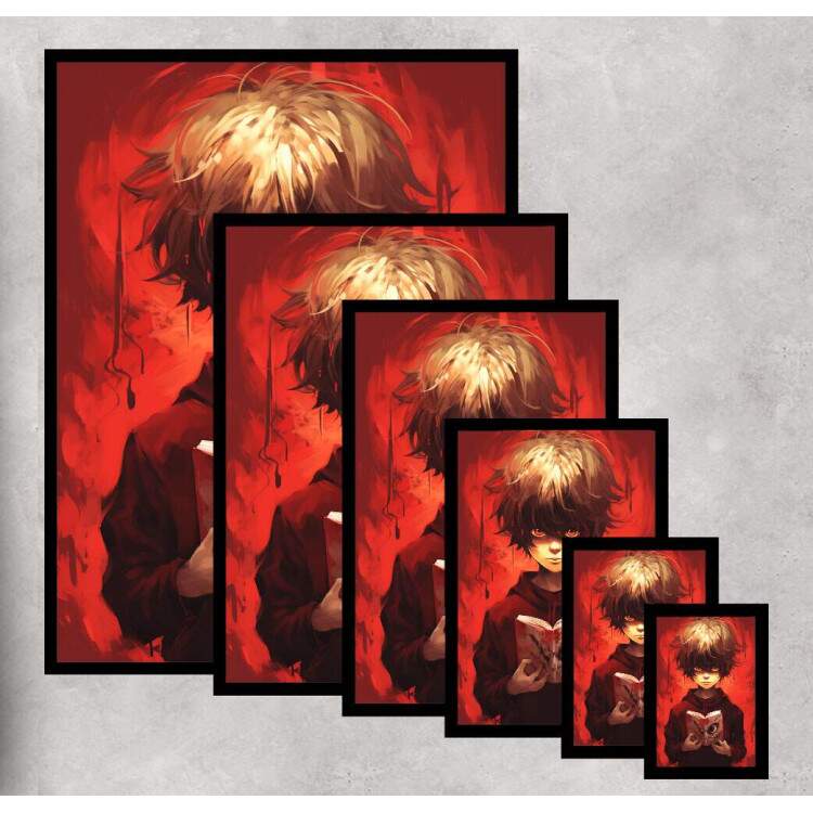 Quadro Decorativo F Arte Fundo Vermelho Inspirado em Ryuk e Light