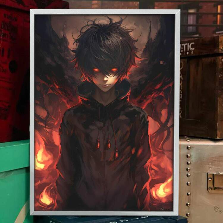 Quadro Decorativo F Arte Olhos Vermelhos Inspirado em Ryuk e Light