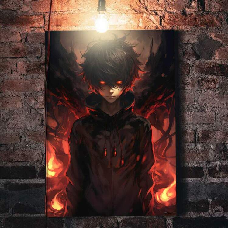 Quadro Decorativo F Arte Olhos Vermelhos Inspirado em Ryuk e Light