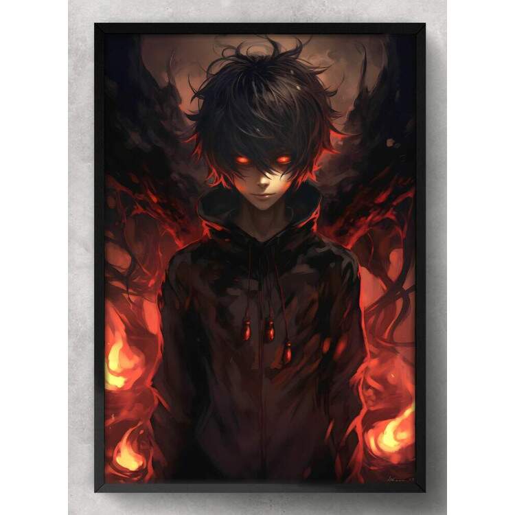 Quadro Decorativo F Arte Olhos Vermelhos Inspirado em Ryuk e Light