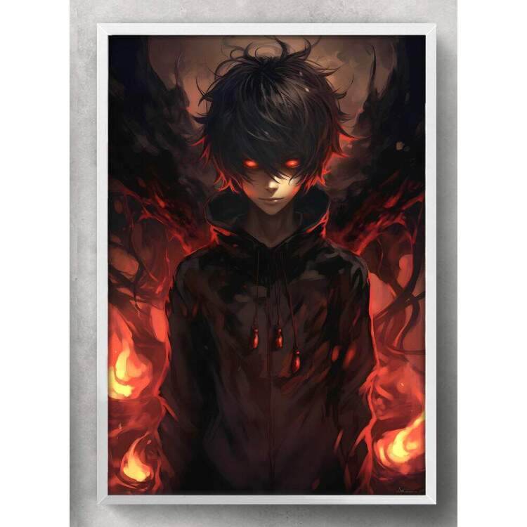 Quadro Decorativo F Arte Olhos Vermelhos Inspirado em Ryuk e Light