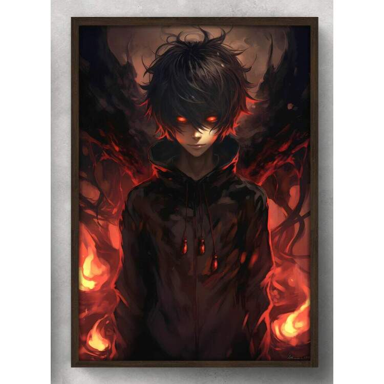 Quadro Decorativo F Arte Olhos Vermelhos Inspirado em Ryuk e Light