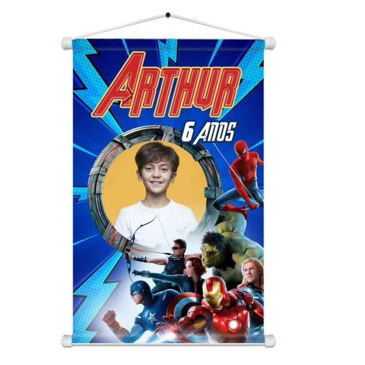 Banner em Lona Infantil Para Aniversrio Inspirado em Vingadores Personalizado