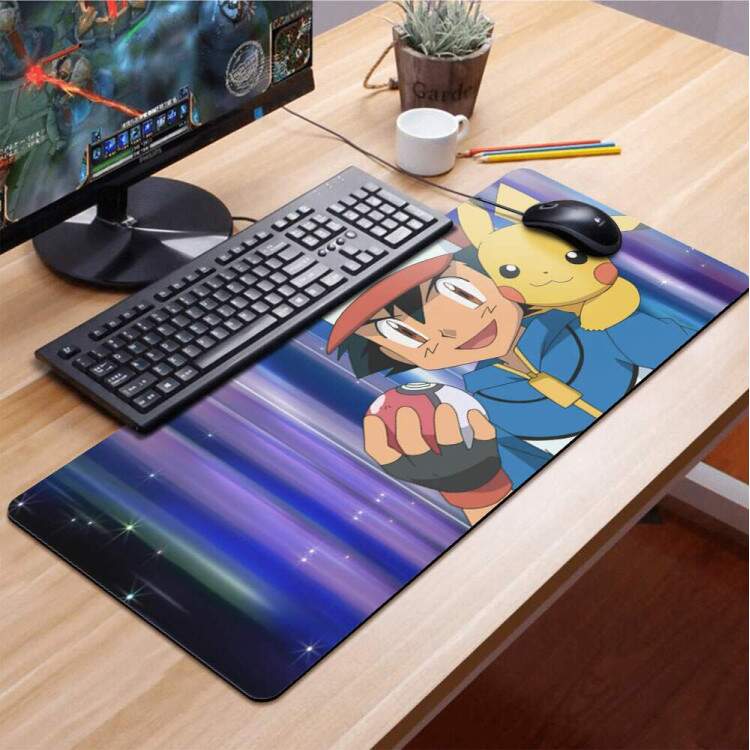 Mouse Pad Gigante 70x30cm Anime Pokemon Fundo Roxo