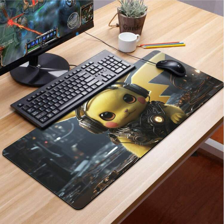 Mouse Pad Gigante 70x30cm Pokemon Pikachu com Fone de Ouvido