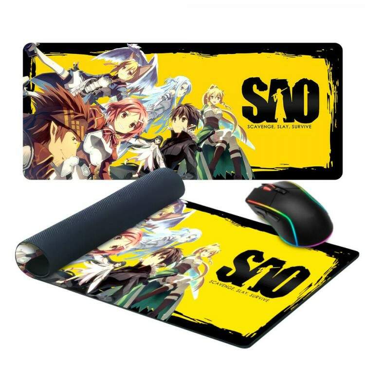 Mouse Pad Gigante 70x30cm Anime Sword Art Online Fundo Amarelo