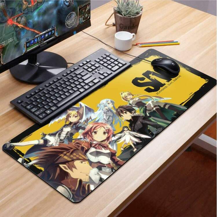 Mouse Pad Gigante 70x30cm Anime Sword Art Online Fundo Amarelo