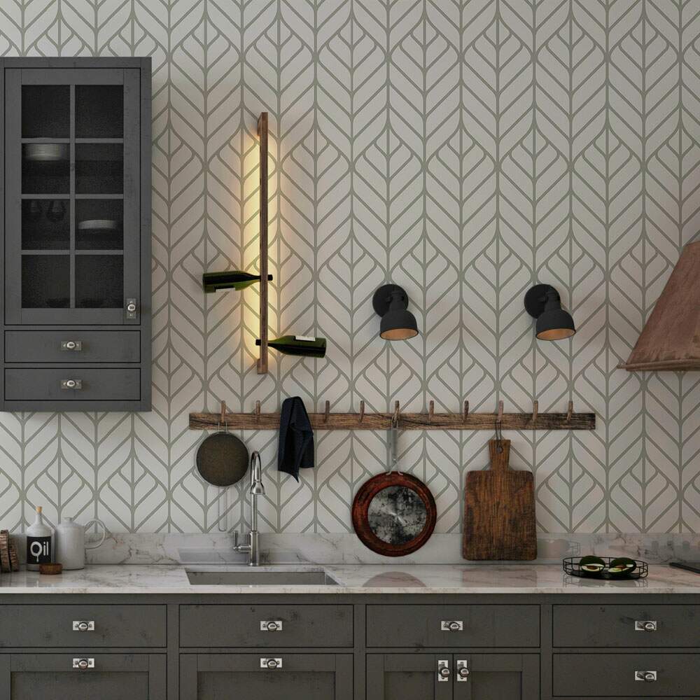 Papel de Parede Branco Linhas Abstratas Vintage