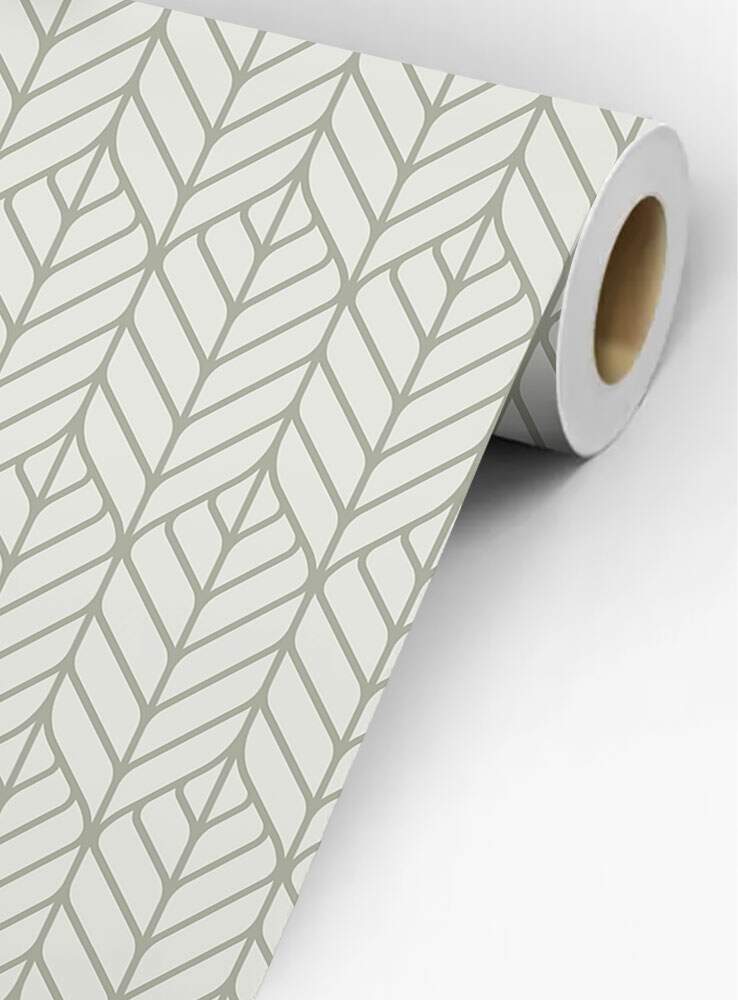 Papel de Parede Branco Linhas Abstratas Vintage