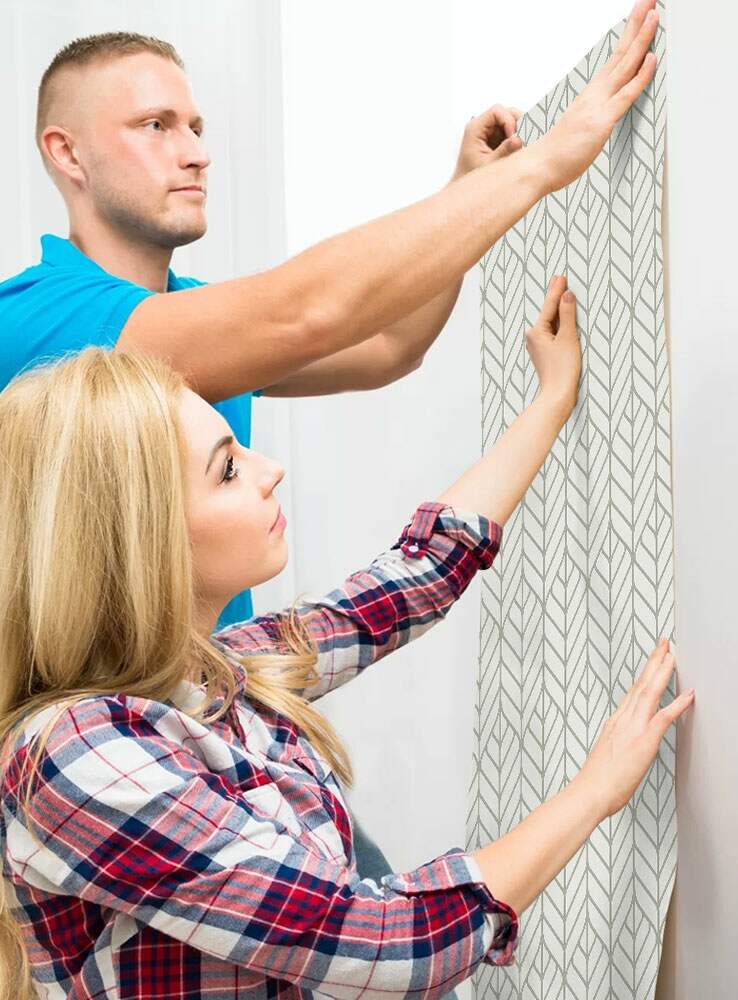 Papel de Parede Branco Linhas Abstratas Vintage