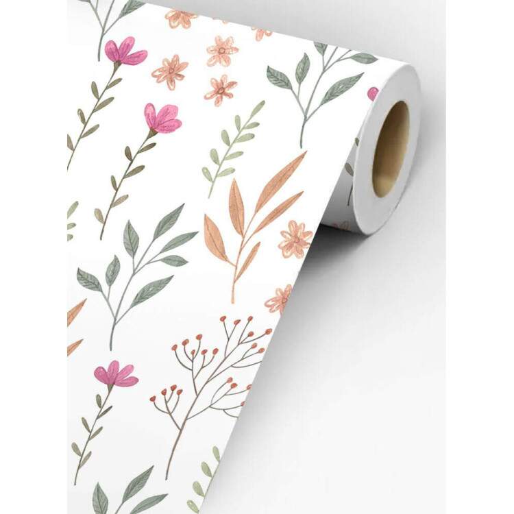 Papel de Parede Desenho de Flores Estilo Desenho