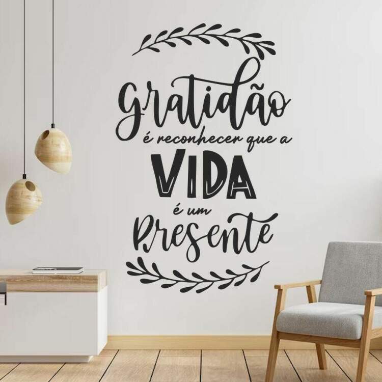 Adesivo de Parede Frase Para o Seu Lar Gratido  Reconhecer Que a Vida  Um Presente