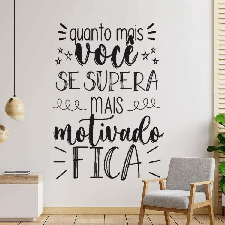 Adesivo de Parede Frase Motivacional Quanto Mais Voc Se Supera