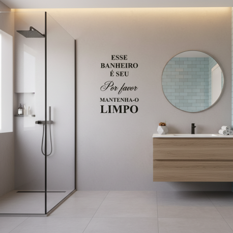 Adesivo Decorativo Para Parede de Banheiro Esse Banheiro  Seu