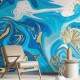 Papel de Parede M�rmore Efeito Liqu�do Azul MP