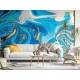 Papel de Parede M�rmore Efeito Liqu�do Azul MP