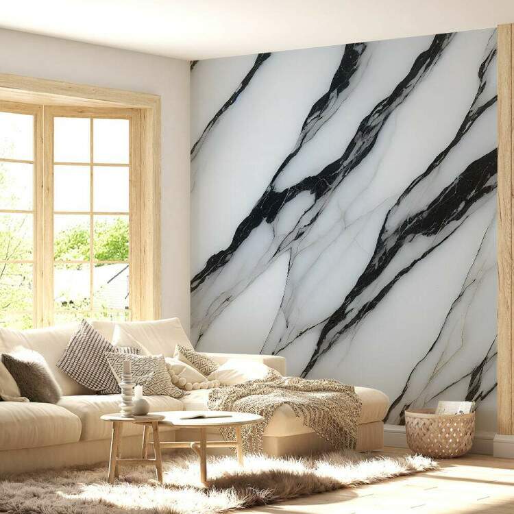 Papel de Parede Mrmore Branco e Cinza MP