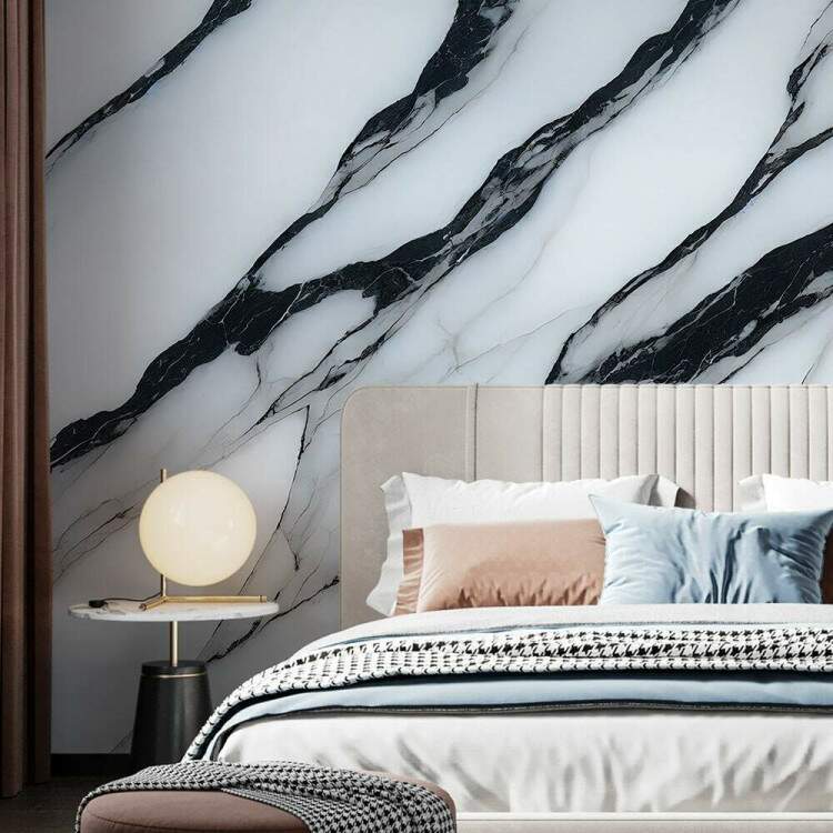 Papel de Parede Mrmore Branco e Cinza MP