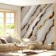 Papel de Parede M�rmore Branco com Detalhes Dourados Luxuosos MP