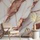 Papel de Parede M�rmore Branco com Detalhes Rose Gold Luxuosos 3D