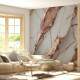 Papel de Parede M�rmore Branco com Detalhes Rose Gold Luxuosos 3D