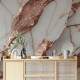 Papel de Parede M�rmore Branco com Detalhes Rose Gold Luxuosos 3D
