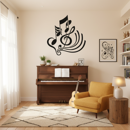 Adesivo de Parede Notas Musicais 2