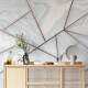 Papel de Parede M�rmore Branco Geom�trico e Rose Gold MP