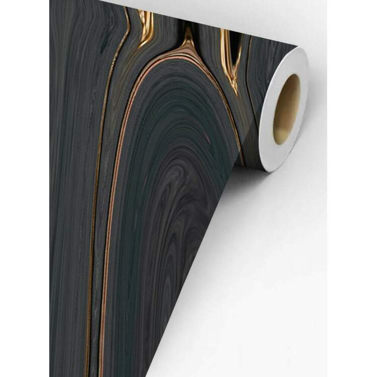Papel de Parede Mrmore Efeito de Tinta Rose Gold com Cinza MP