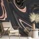 Papel de Parede M�rmore Efeito de Tinta Rose Gold com Cinza MP