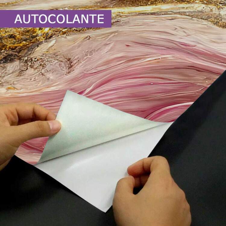 Papel de Parede Mrmore Rosa e Preto com Detalhes Dourados Luxuosos MP