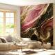 Papel de Parede M�rmore Rosa e Preto com Detalhes Dourados Luxuosos MP